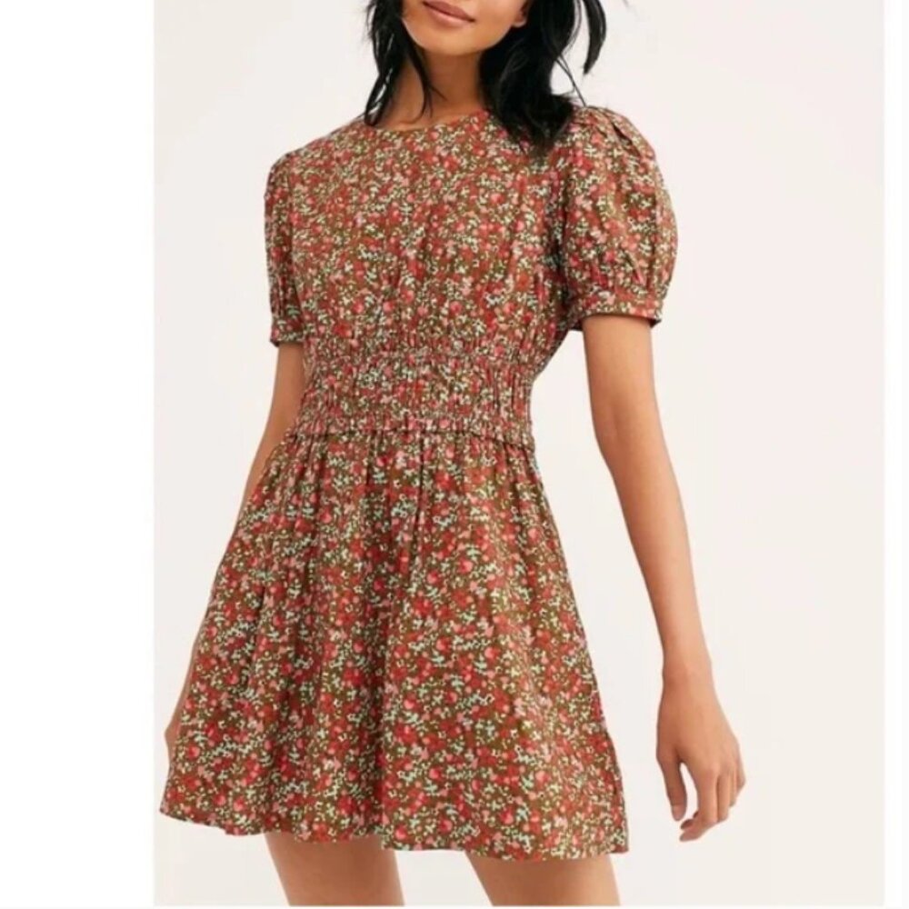 Free People Pennie Mini Dress in ditsy floral print XS
